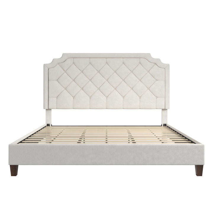 Eloise Chenille Upholstered Platform Bed - Ivory - King