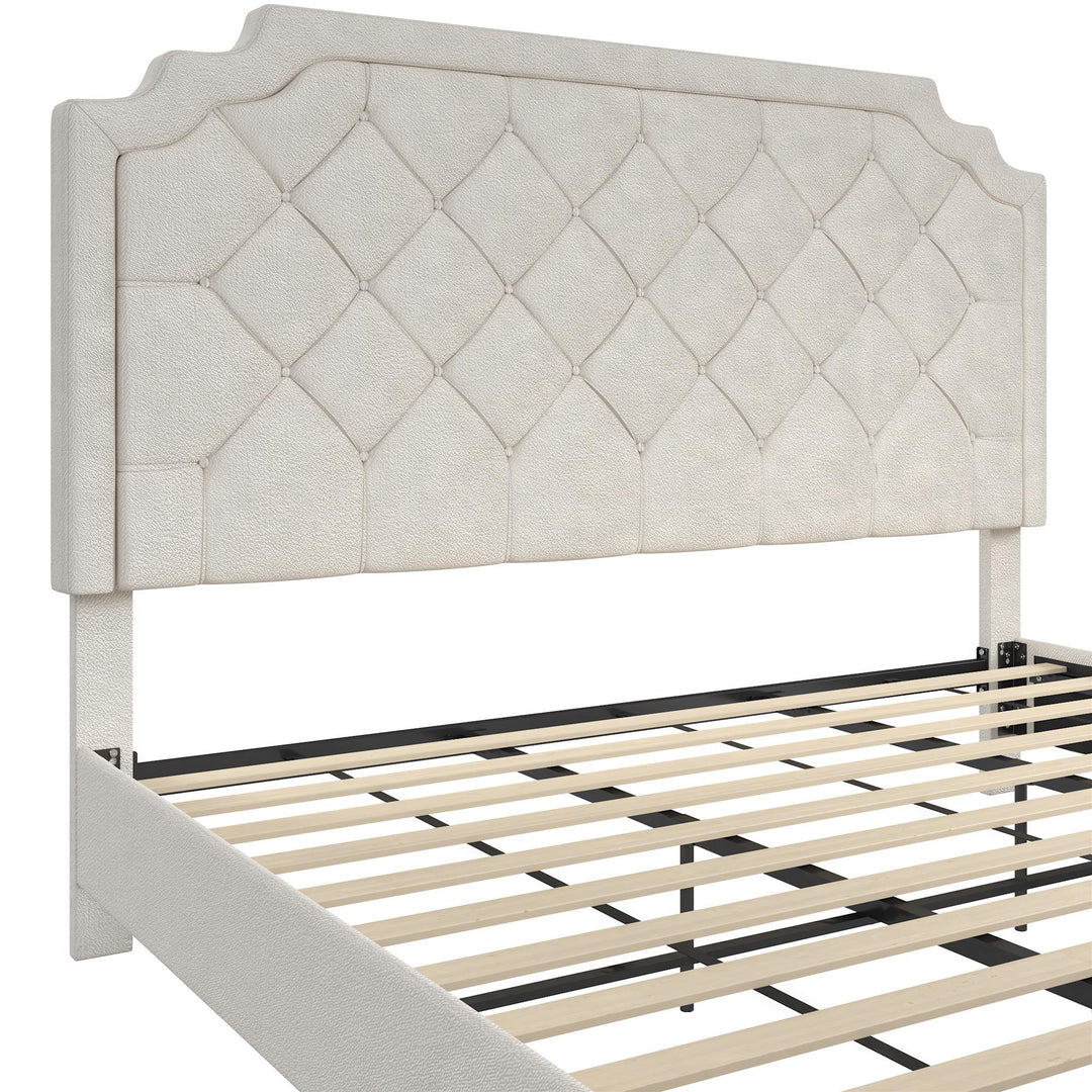 Eloise Chenille Upholstered Platform Bed - Ivory - King
