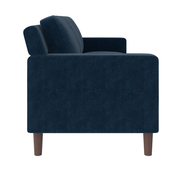 Brynn Fabric Upholstered 3 Seater Sofa with Wood Legs - Blue
