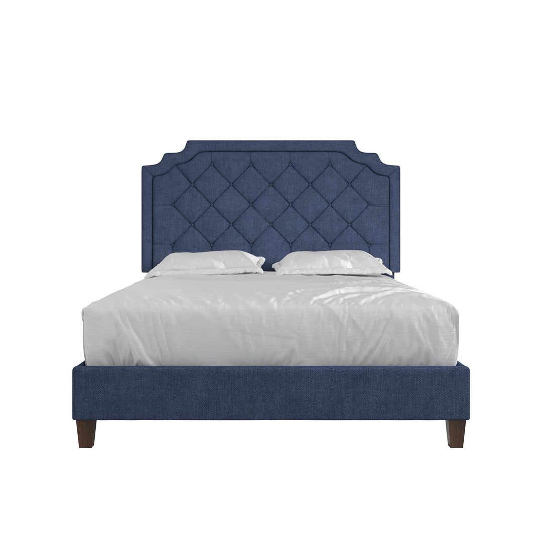 Eloise Chenille Upholstered Platform Bed - Navy - Queen