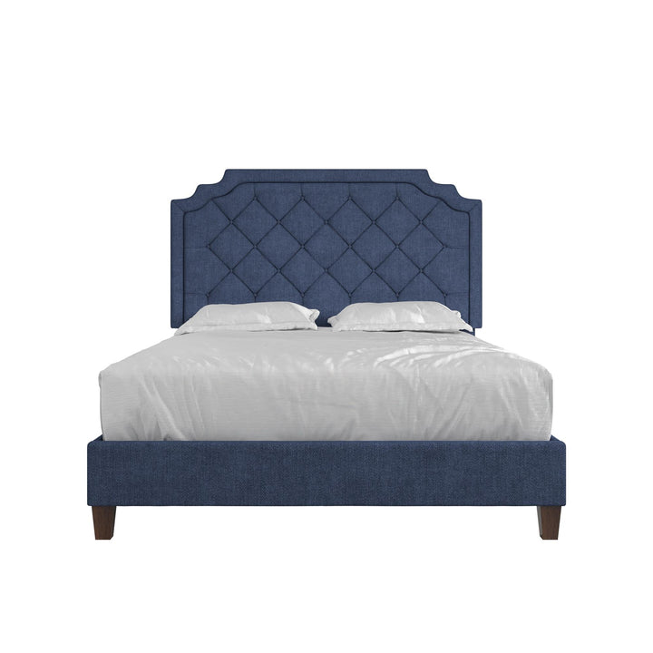 Eloise Chenille Upholstered Platform Bed - Navy - Queen