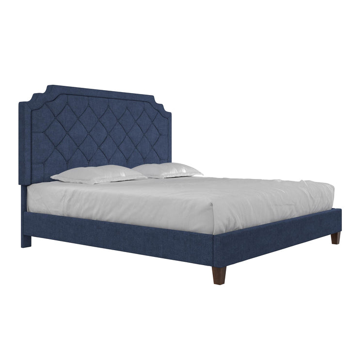 Eloise Chenille Upholstered Platform Bed - Navy - King