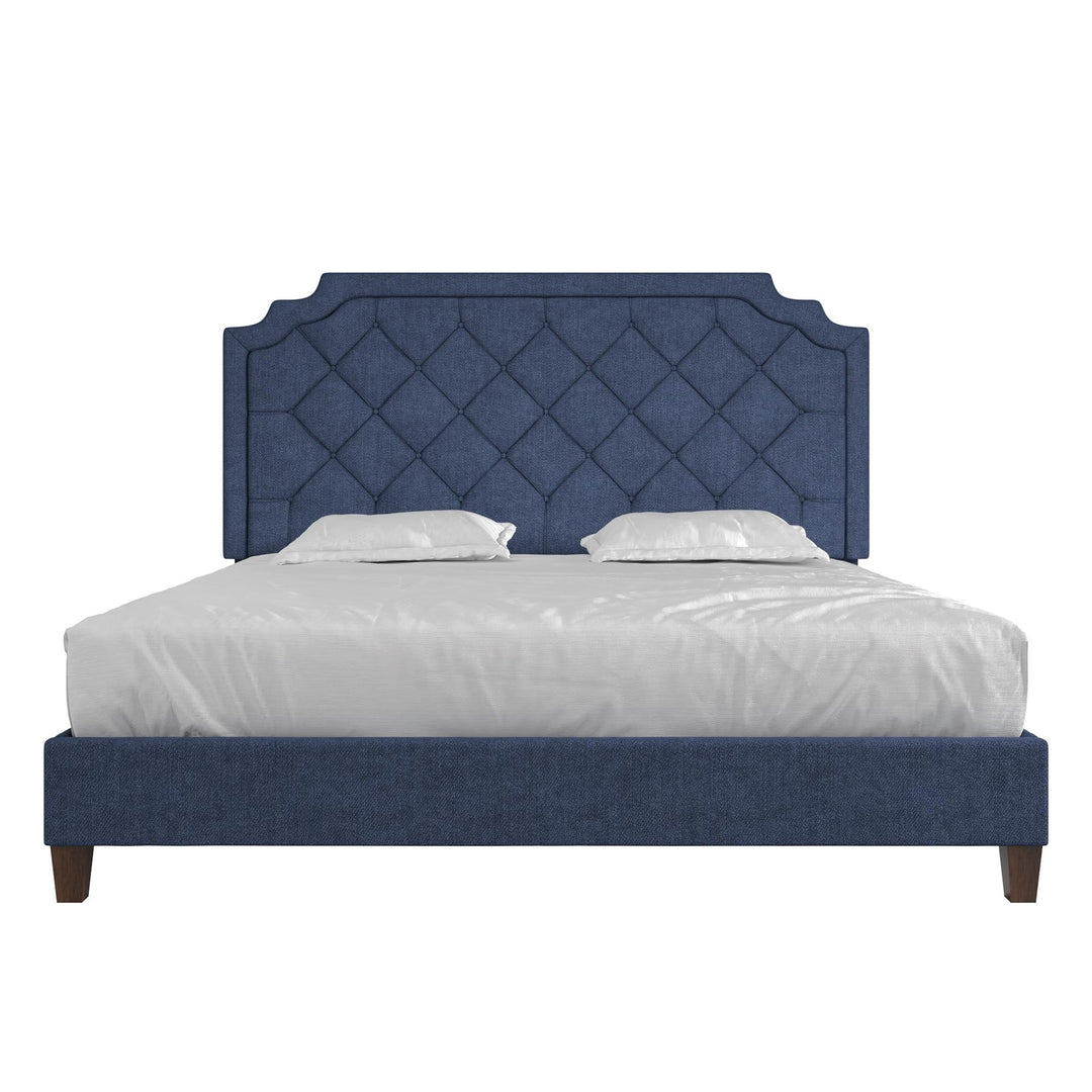 Eloise Chenille Upholstered Platform Bed - Navy - King