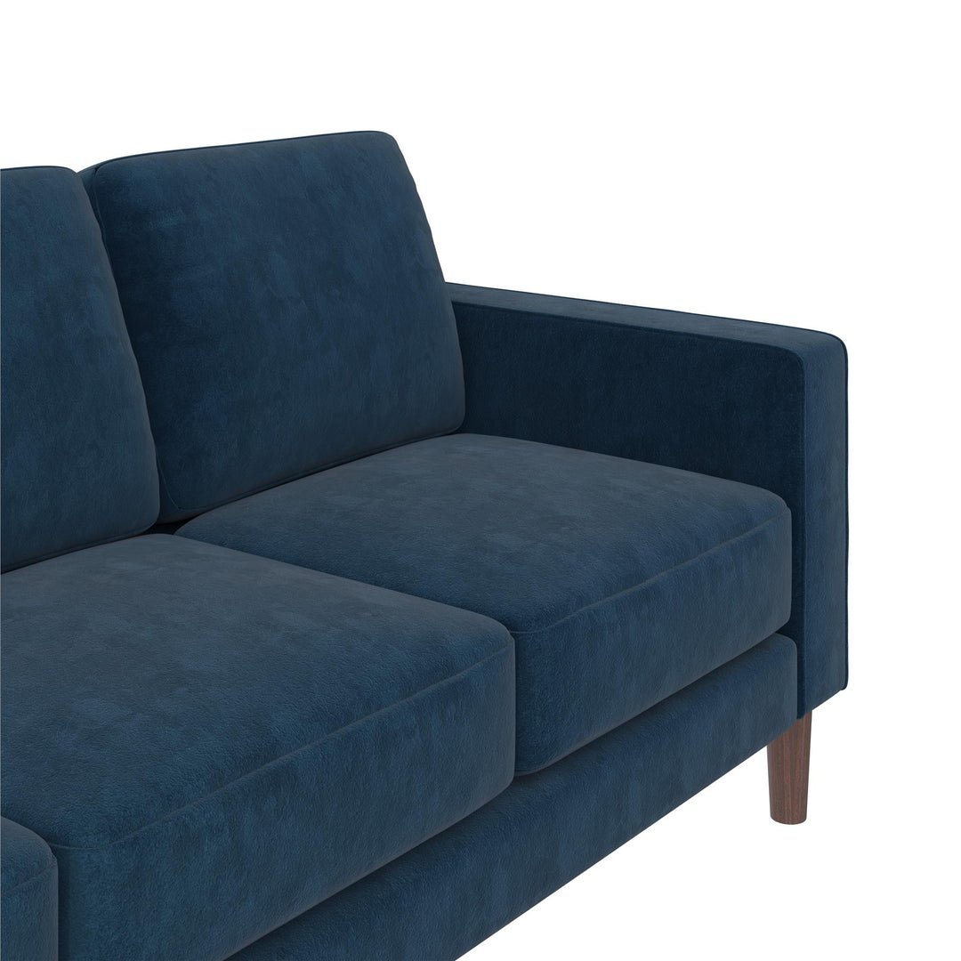 Brynn Fabric Upholstered 3 Seater Sofa with Wood Legs - Blue