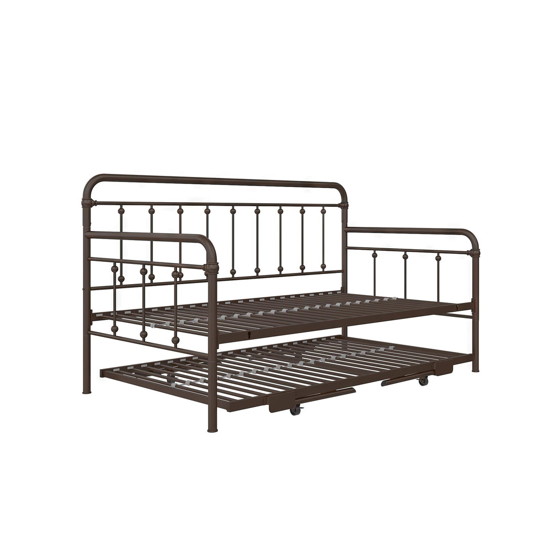 Locky Metal Daybed with Pop Up Trundle Bed - Bronze - Twin-Over-Twin