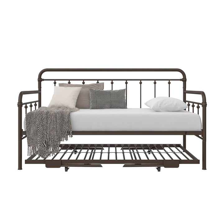 Locky Metal Daybed with Pop Up Trundle Bed - Bronze - Twin-Over-Twin
