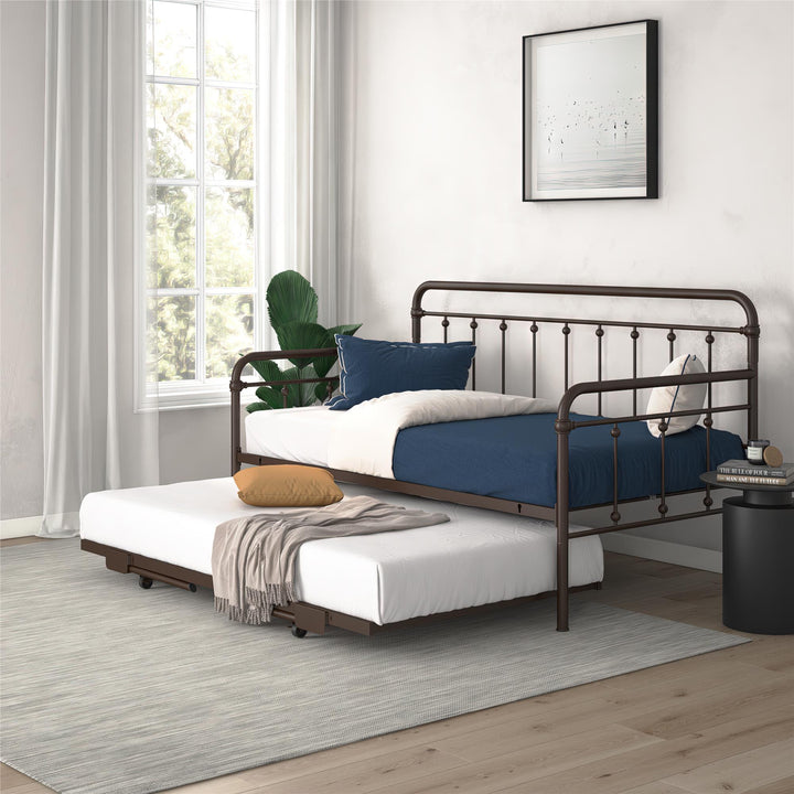 Locky Metal Daybed with Pop Up Trundle Bed - Bronze - Twin-Over-Twin