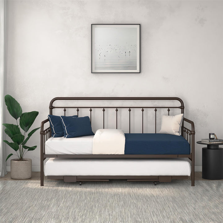 Locky Metal Daybed with Pop Up Trundle Bed - Bronze - Twin-Over-Twin