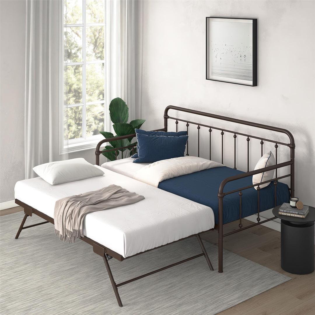 Locky Metal Daybed with Pop Up Trundle Bed - Bronze - Twin-Over-Twin