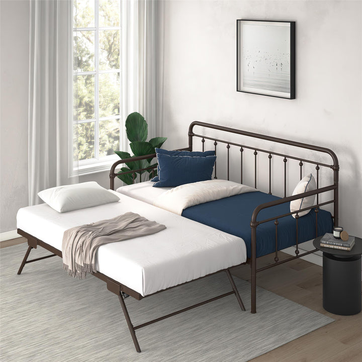 Locky Metal Daybed with Pop Up Trundle Bed - Bronze - Twin-Over-Twin