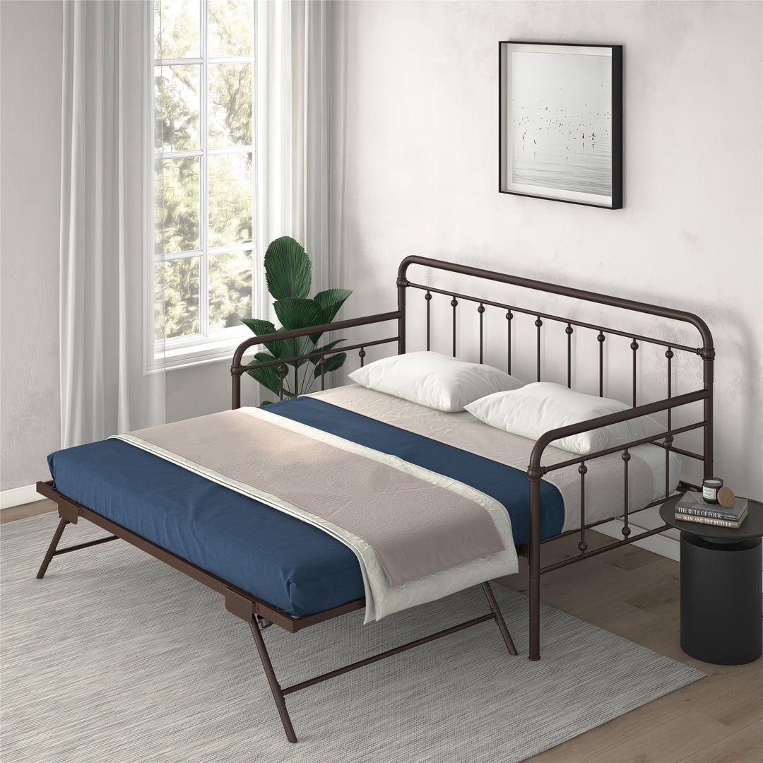 Locky Metal Daybed with Pop Up Trundle Bed - Bronze - Twin-Over-Twin
