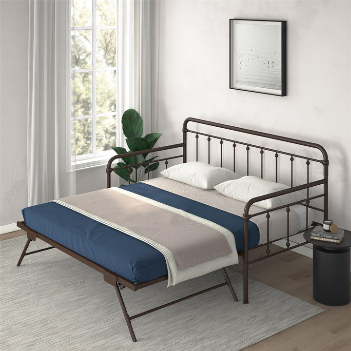 Locky Metal Daybed with Pop Up Trundle Bed - Bronze - Twin-Over-Twin