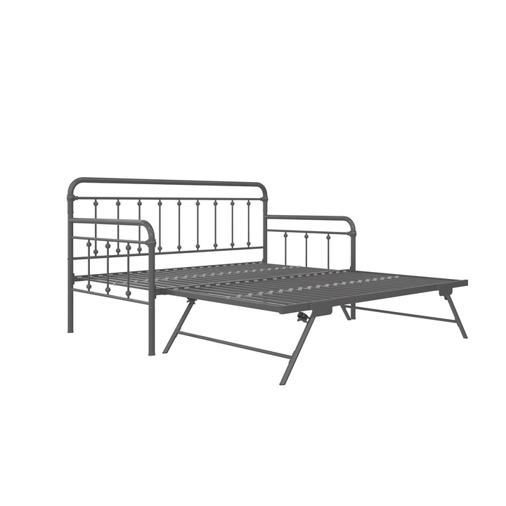 Locky Metal Daybed with Pop Up Trundle Bed - Antique Gunmetal - Twin-Over-Twin