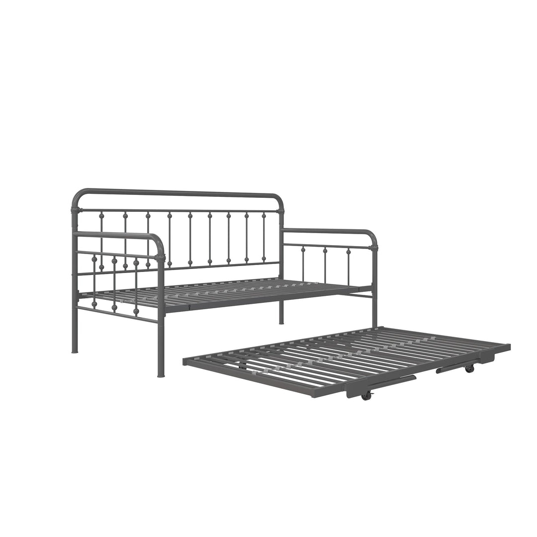 Locky Metal Daybed with Pop Up Trundle Bed - Antique Gunmetal - Twin-Over-Twin