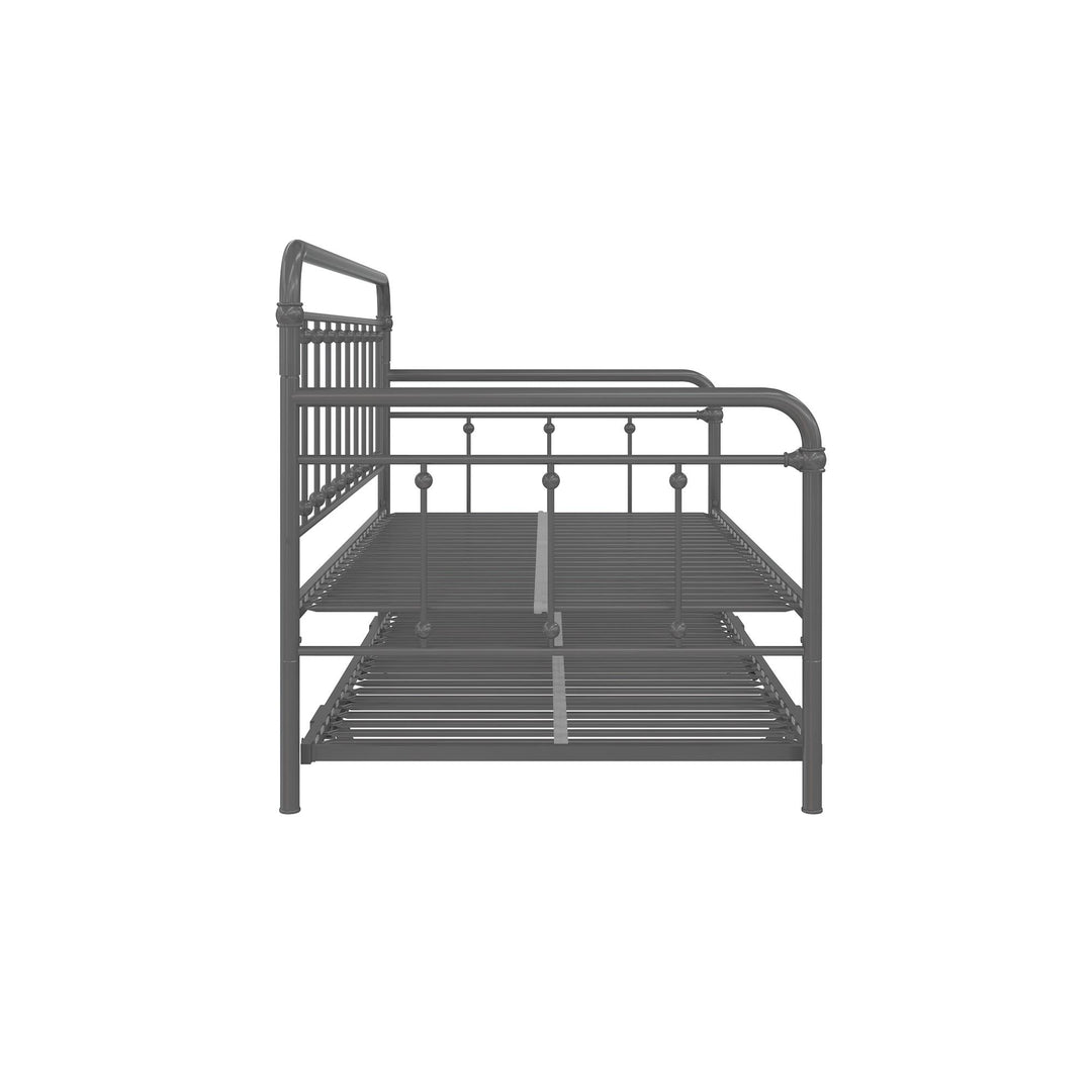 Locky Metal Daybed with Pop Up Trundle Bed - Antique Gunmetal - Twin-Over-Twin