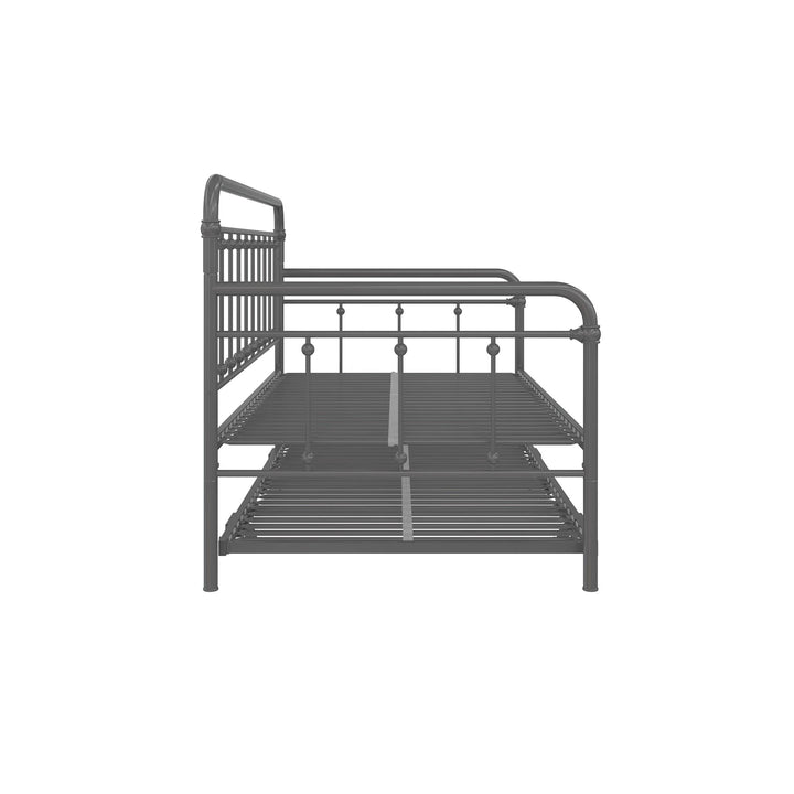 Locky Metal Daybed with Pop Up Trundle Bed - Antique Gunmetal - Twin-Over-Twin
