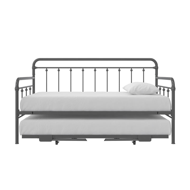 Locky Metal Daybed with Pop Up Trundle Bed - Antique Gunmetal - Twin-Over-Twin