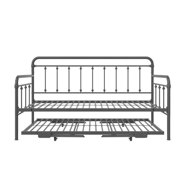 Locky Metal Daybed with Pop Up Trundle Bed - Antique Gunmetal - Twin-Over-Twin