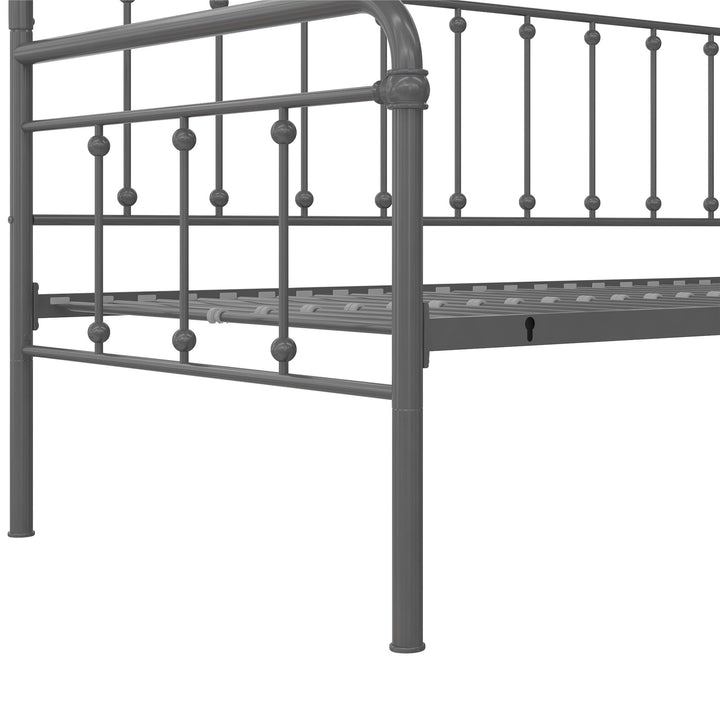 Locky Metal Daybed with Pop Up Trundle Bed - Antique Gunmetal - Twin-Over-Twin