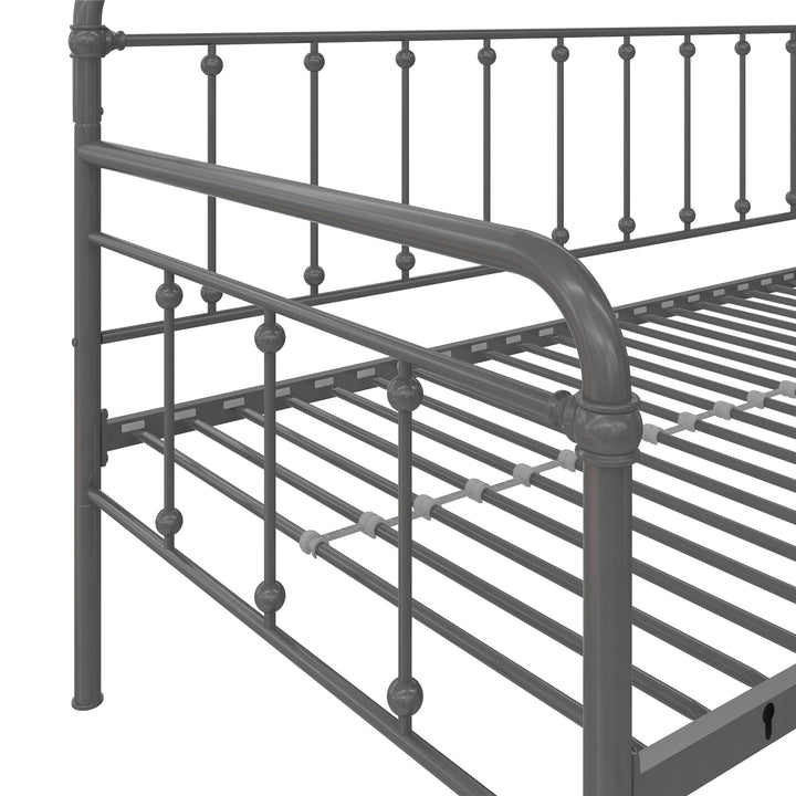 Locky Metal Daybed with Pop Up Trundle Bed - Antique Gunmetal - Twin-Over-Twin