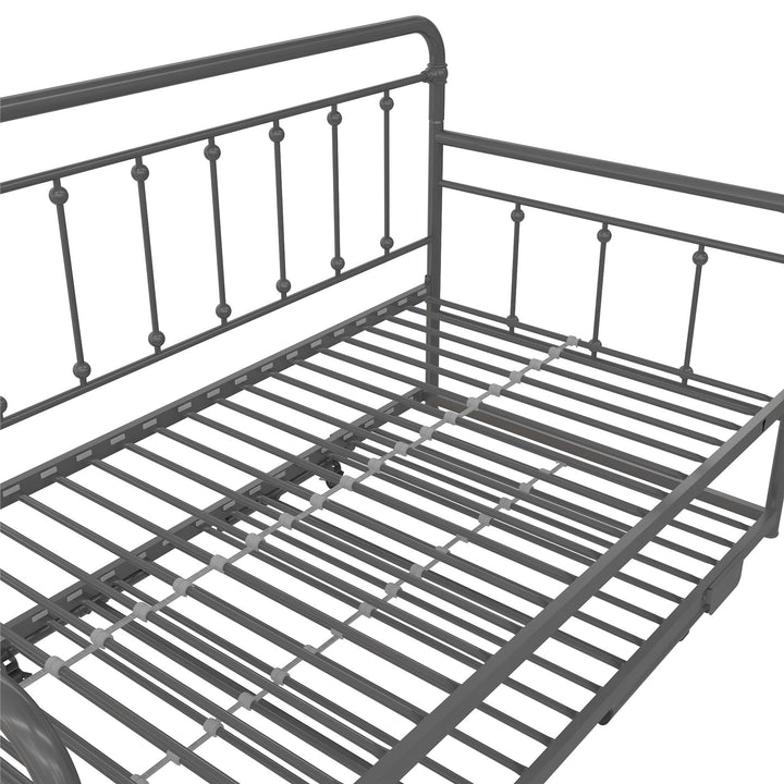 Locky Metal Daybed with Pop Up Trundle Bed - Antique Gunmetal - Twin-Over-Twin