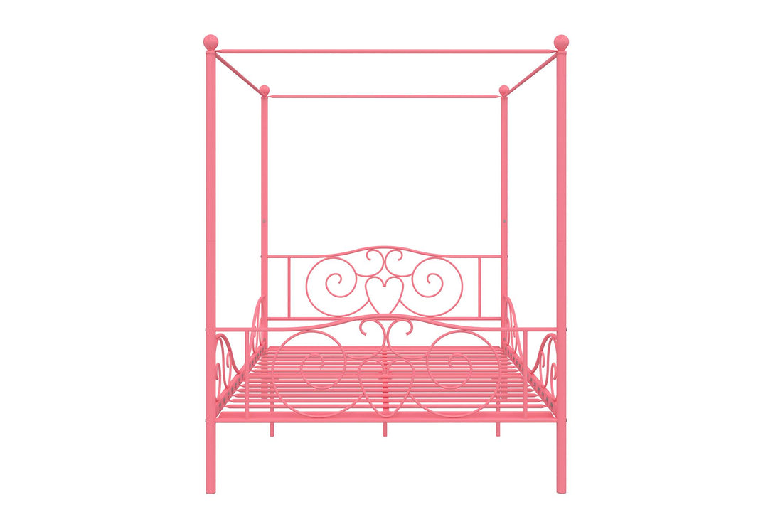 Bed Frame with Secured Metal Slats -  Pink  -  Full