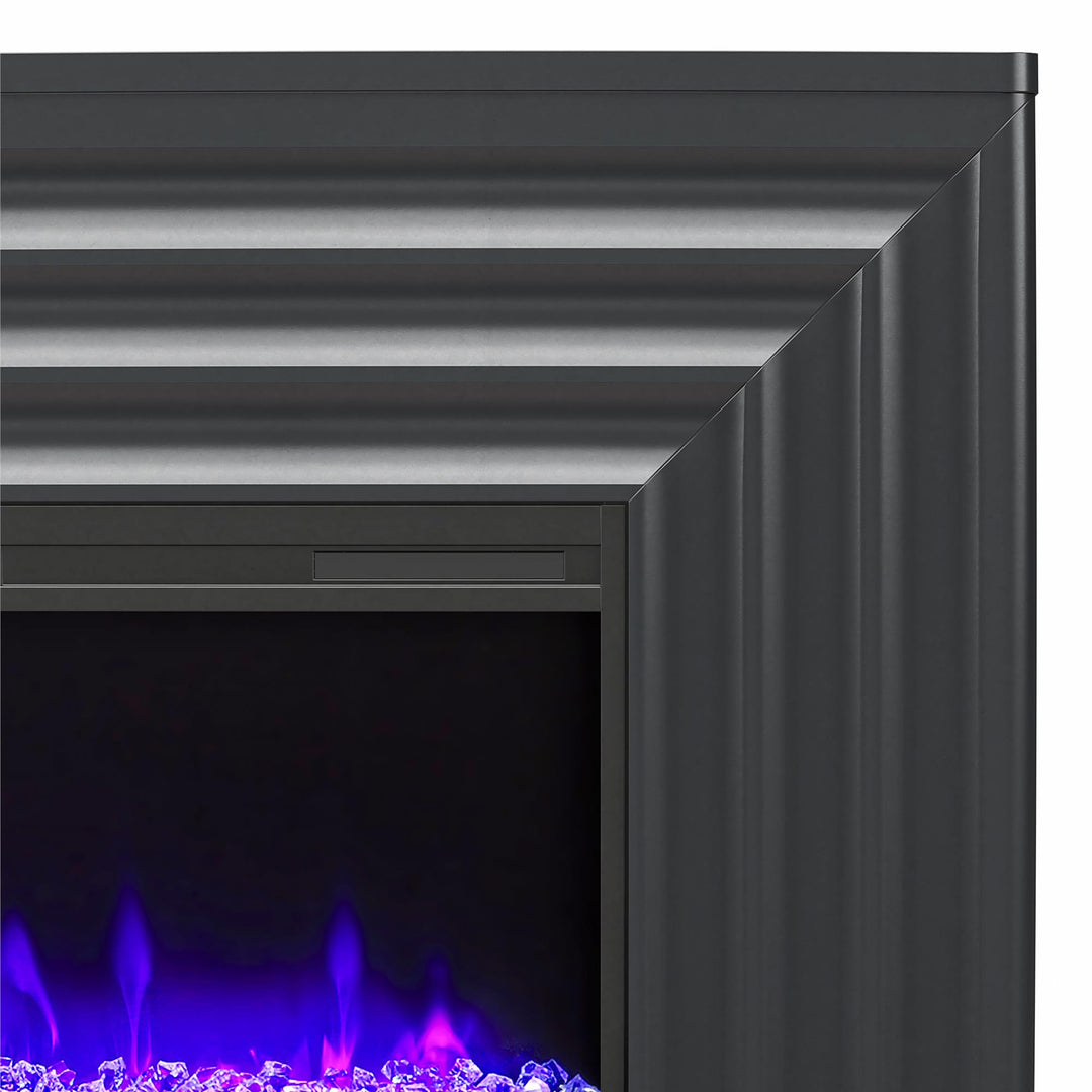 Rene Electric Fireplace Mantel 65" TV Stand with Multi-Color Flame and Crystal Ember Bed - Black