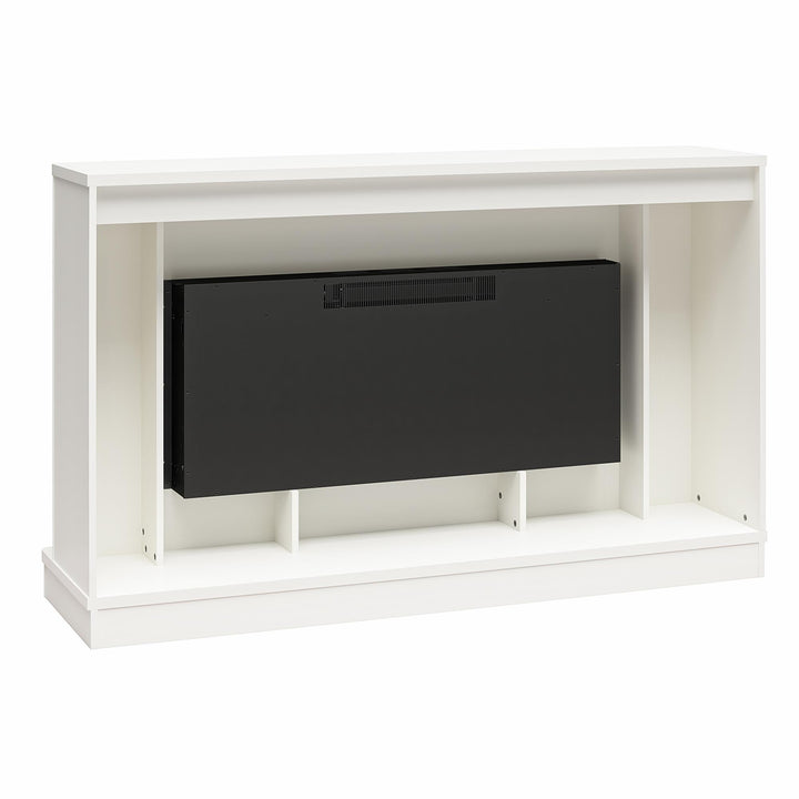 Rene Electric Fireplace Mantel 65" TV Stand with Multi-Color Flame and Crystal Ember Bed - White