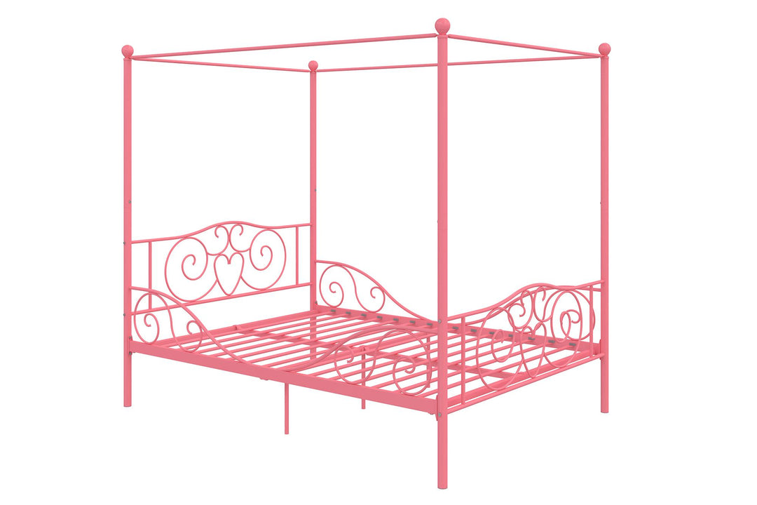 Stylish Canopy Metal Bed Frame -  Pink  -  Full