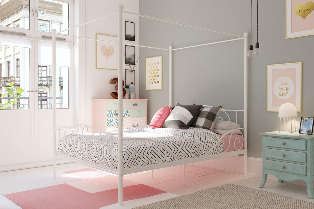 Best Metal Bed Frame with Intricate Design -  White  -  Full