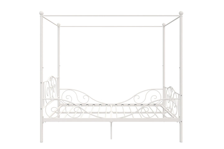 Stylish Canopy Metal Bed Frame -  White  -  Full