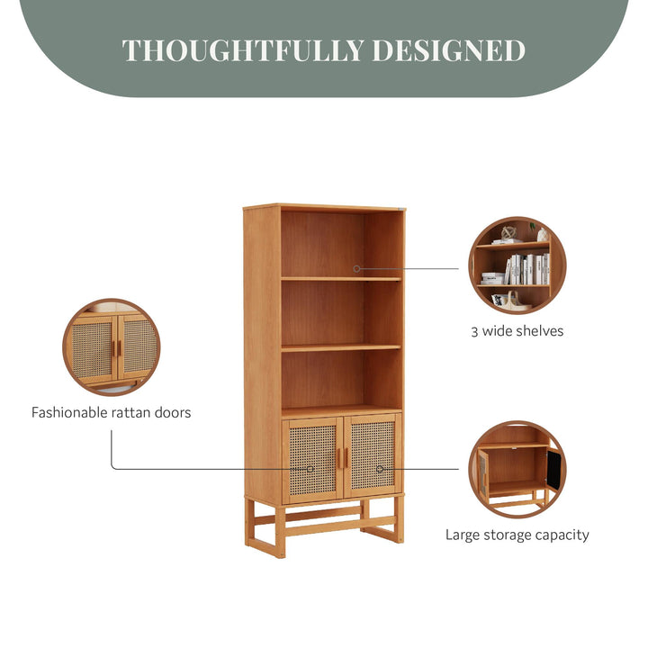 Talo 3 Shelf Bookcase with Closed Storage - Natural
