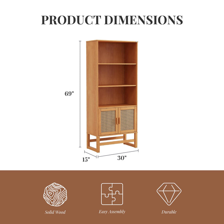 Talo 3 Shelf Bookcase with Closed Storage - Natural