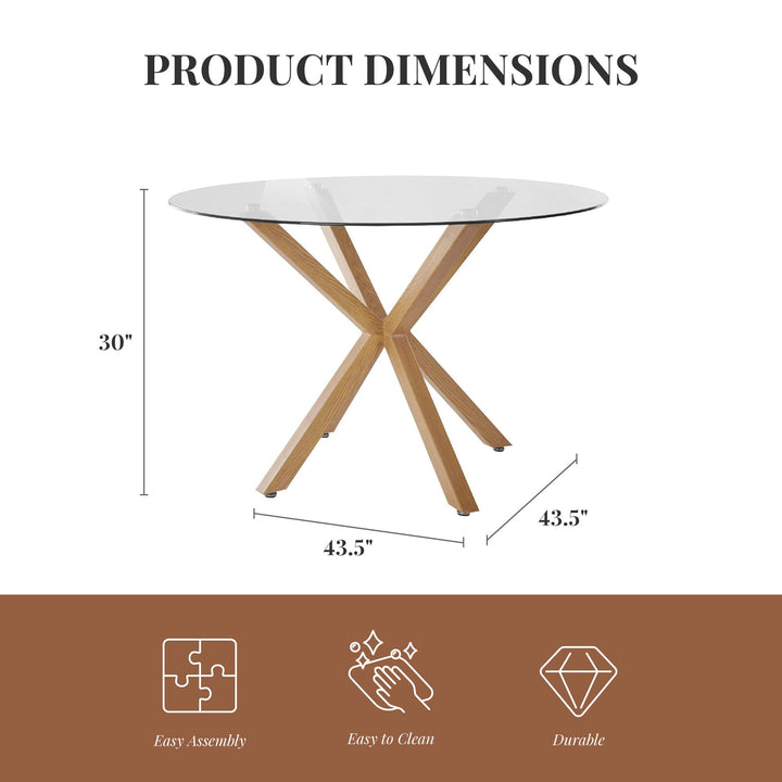 Jumi Round Glass Dining Table - Light Oak