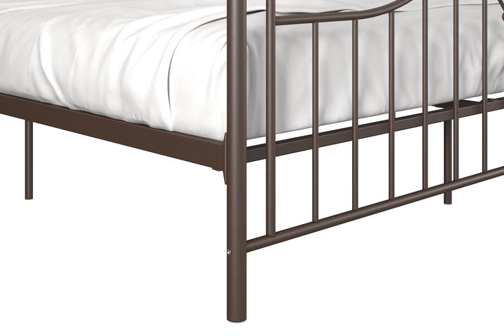 Metal Bed with Sturdy Slats -  Bronze  -  King