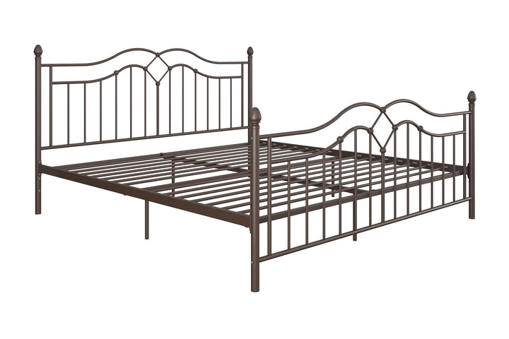 Metal Bed with Footboard and Metal Slats -  Bronze  -  King