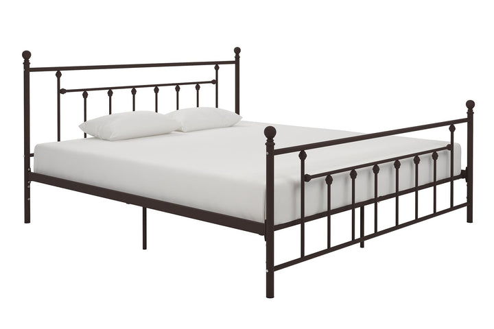 Manila White Metal Bed with Sturdy Metal Frame and Slats - Bronze - King