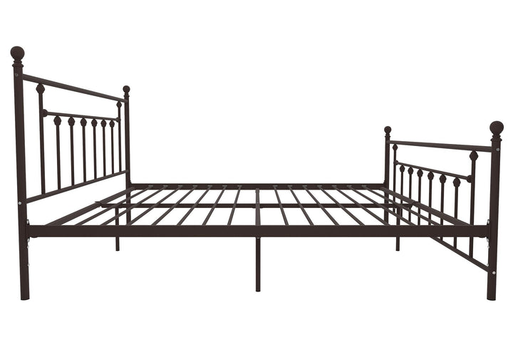 Manila White Metal Bed with Sturdy Metal Frame and Slats - Bronze - King