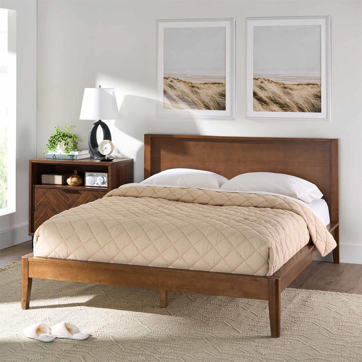 Ezra No-Tool Queen Platform Bed - Walnut - Queen
