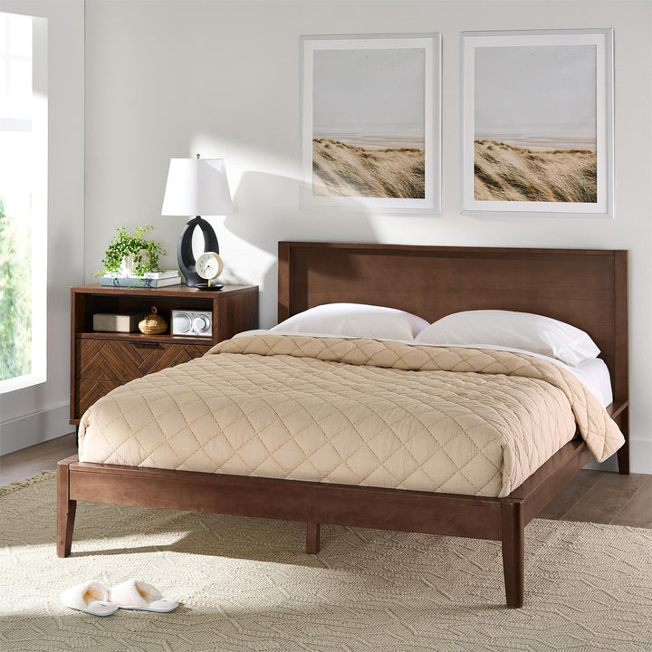 Ezra No-Tool Queen Platform Bed - Walnut - Queen