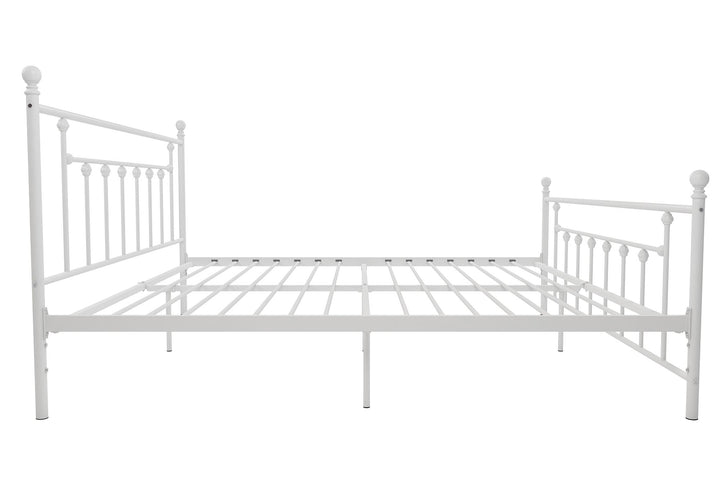 Manila White Metal Bed with Sturdy Metal Frame and Slats - White - King