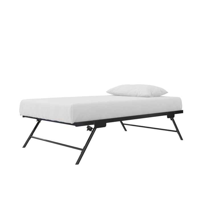Locky Metal Daybed with Pop Up Trundle Bed - Black - Full-Over-Twin