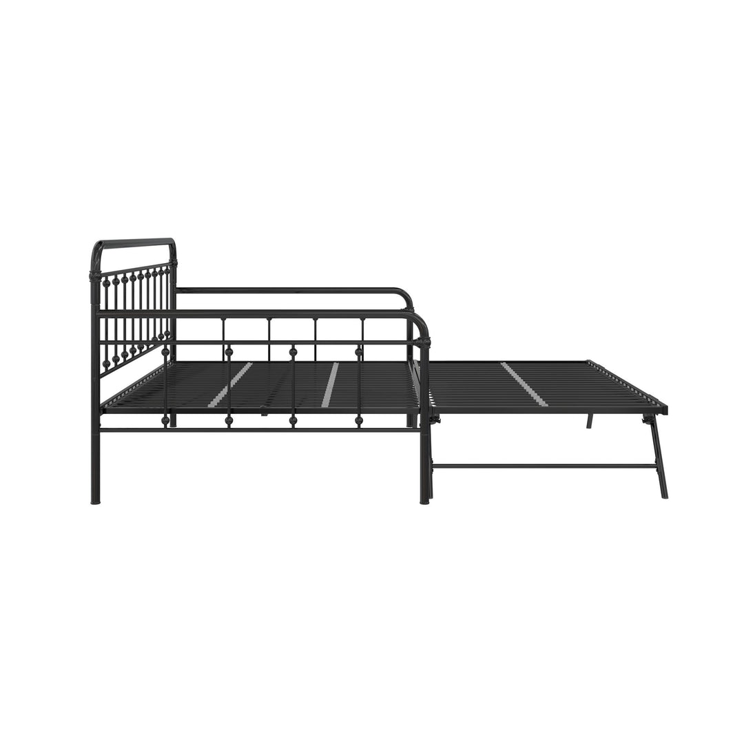 Locky Metal Daybed with Pop Up Trundle Bed - Black - Full-Over-Twin
