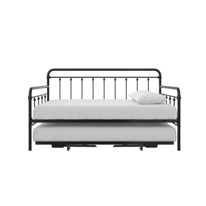 Locky Metal Daybed with Pop Up Trundle Bed - Black - Full-Over-Twin