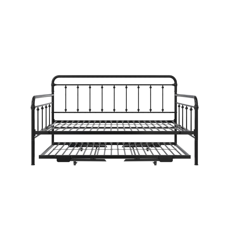 Locky Metal Daybed with Pop Up Trundle Bed - Black - Full-Over-Twin