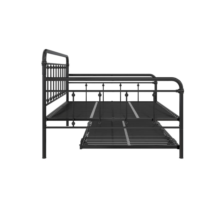 Locky Metal Daybed with Pop Up Trundle Bed - Black - Full-Over-Twin