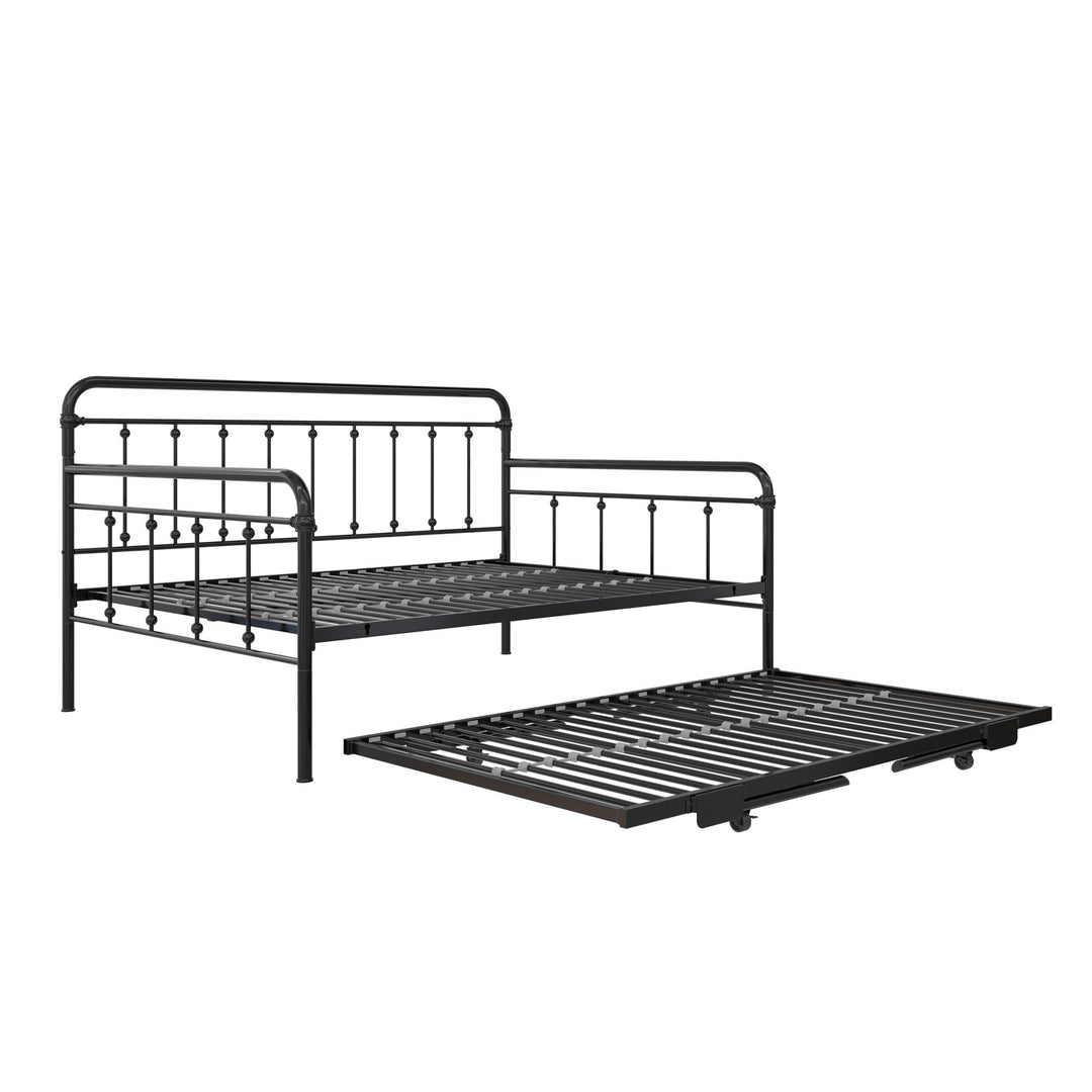 Locky Metal Daybed with Pop Up Trundle Bed - Black - Full-Over-Twin