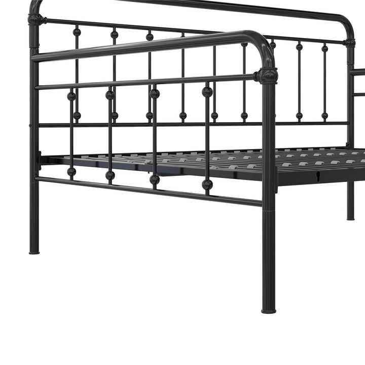 Locky Metal Daybed with Pop Up Trundle Bed - Black - Full-Over-Twin