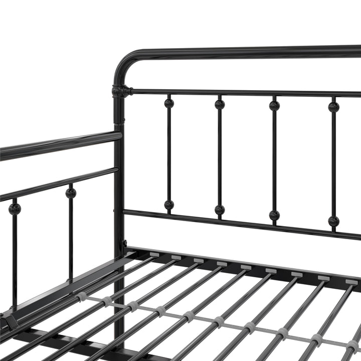 Locky Metal Daybed with Pop Up Trundle Bed - Black - Full-Over-Twin