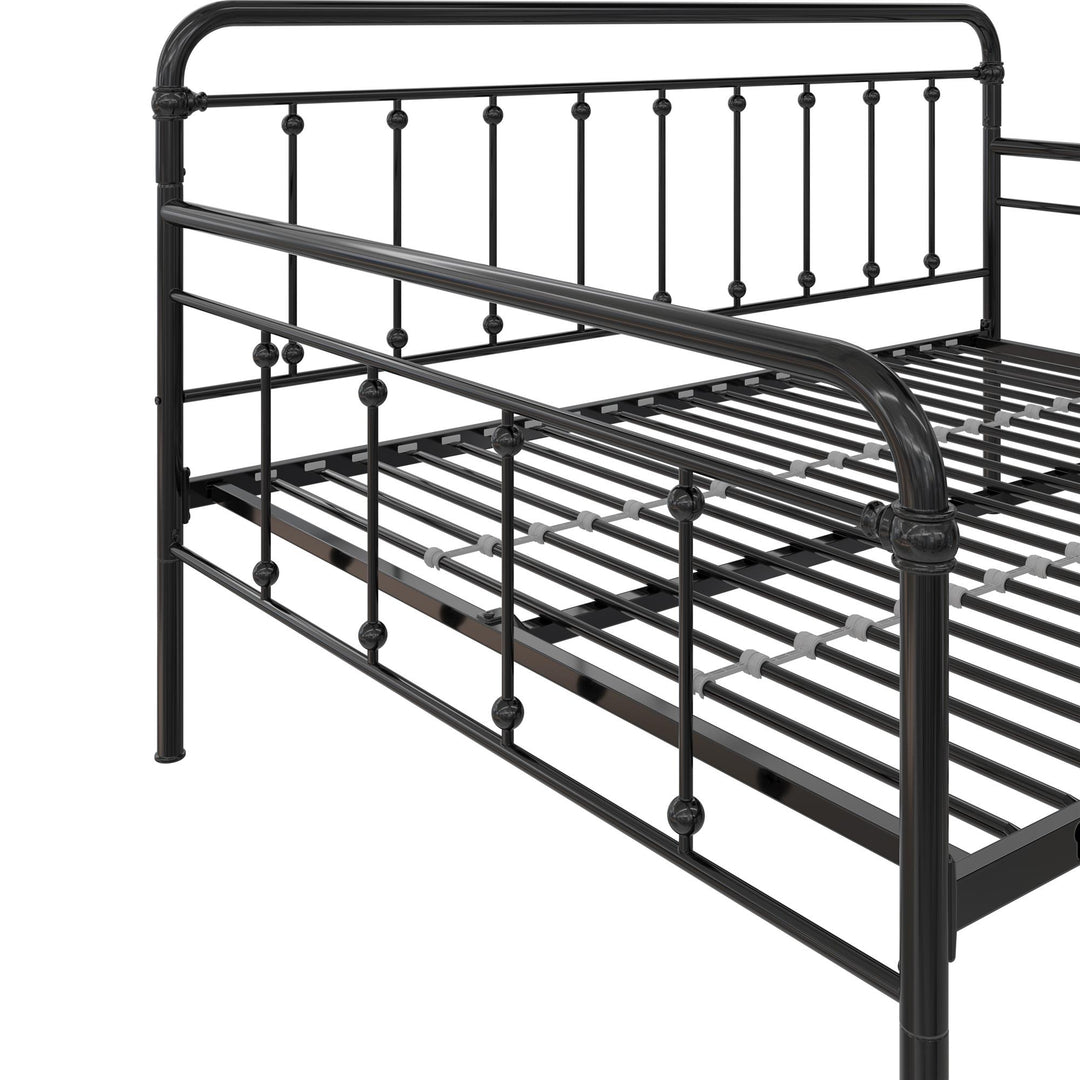 Locky Metal Daybed with Pop Up Trundle Bed - Black - Full-Over-Twin